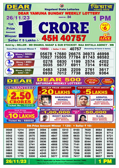 6 rs 1 crore lottery - buy online|Nagaland Lottery .